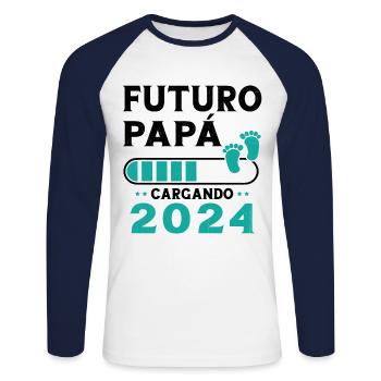 Futur Pape 2024 - T-shirt baseball manches longues Homme - blanc/marine - Devant - Nik (191cm)