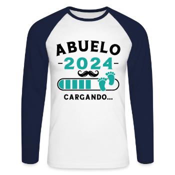 Opa 2024 Wird geladen - Unisex Baseballshirt langarm - Weiß/Navy - Vorne - Nik (191cm)