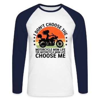 Je ne choisis pas la moto maman vie motocycliste - T-shirt baseball manches longues Homme - blanc/marine - Devant - Nik (191cm)