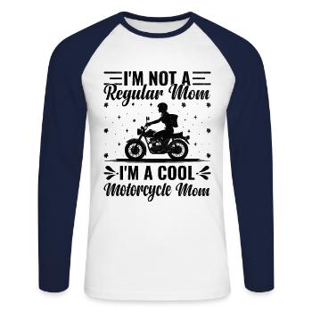 Ich bin keine normale Mutter Ich bin eine coole Motorrad-Mutter - Unisex Baseballshirt langarm - Weiß/Navy - Vorne - Nik (191cm)