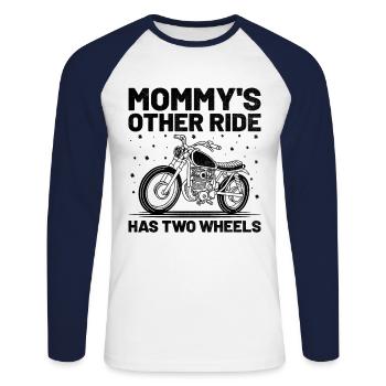 Mommy's Other Ride Has Two Wheels Motorcycle Motor - Unisex Long Sleeve Baseball T-Shirt - white/navy - Front - Nik (191cm)