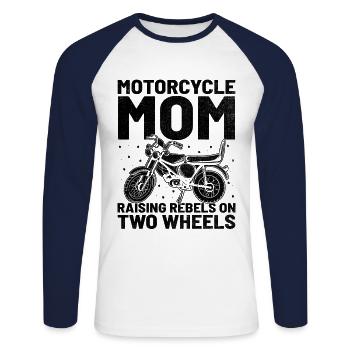 Motorcycle Mom Raising Rebels On Two Wheels - Unisex Long Sleeve Baseball T-Shirt - white/navy - Front - Nik (191cm)