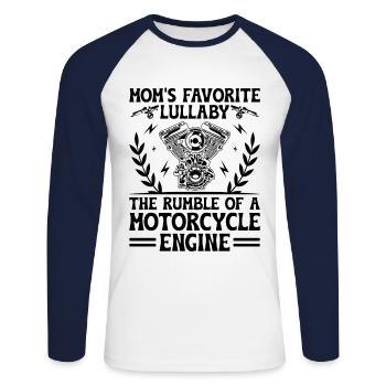 La berceuse préférée de maman : le grondement d’une moto - T-shirt baseball manches longues Homme - blanc/marine - Devant - Nik (191cm)