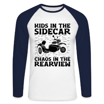 Enfants dans le side-car Chaos dans le rétroviseur Motorcyc - T-shirt baseball manches longues Homme - blanc/marine - Devant - Nik (191cm)