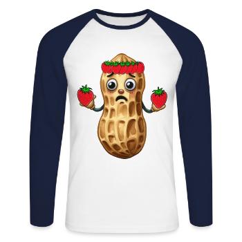 Strawberry Peanut Kids Child Peanuts Nut - Unisex Long Sleeve Baseball T-Shirt - white/navy - Front - Nik (191cm)