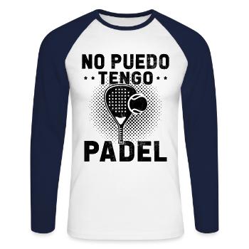 Ich kann Padel Gift Padelist nicht haben - Unisex Baseballshirt langarm - Weiß/Navy - Vorne - Nik (191cm)