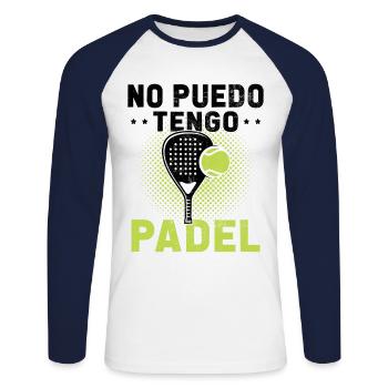 Ich kann Padel Gift Padelist nicht haben - Unisex Baseballshirt langarm - Weiß/Navy - Vorne - Nik (191cm)