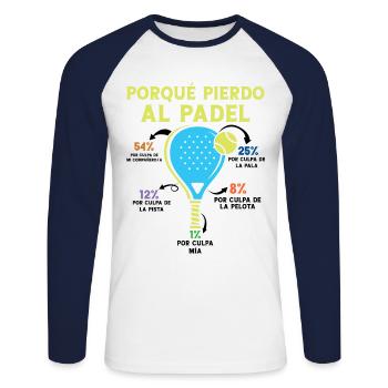 Why I Lose Padel Sportsman Sportsmen - Unisex Long Sleeve Baseball T-Shirt - white/navy - Front - Nik (191cm)