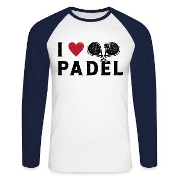 I Love Padel Valentine's Day for the padel player - Unisex Long Sleeve Baseball T-Shirt - white/navy - Front - Nik (191cm)
