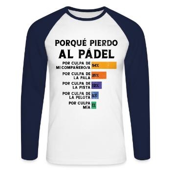 Padel Fun Player Why I Lose Padel - Unisex Long Sleeve Baseball T-Shirt - white/navy - Front - Nik (191cm)