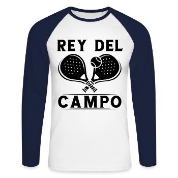 Fun Padel Player King Of The Padel Field Padelist - Unisex Long Sleeve Baseball T-Shirt - white/navy - Front - Nik (191cm)