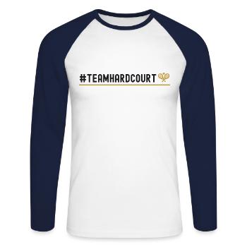 Funny Tennis Player Racket - Unisex Baseballshirt langarm - Weiß/Navy - Vorne - Nik (191cm)