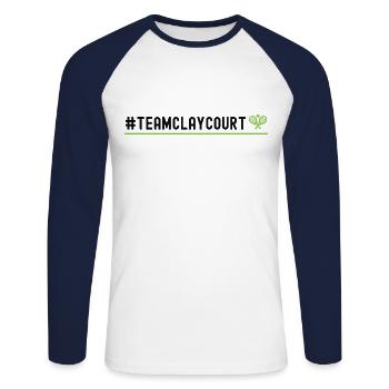 Funny Tennis Player Racket - Unisex Baseballshirt langarm - Weiß/Navy - Vorne - Nik (191cm)