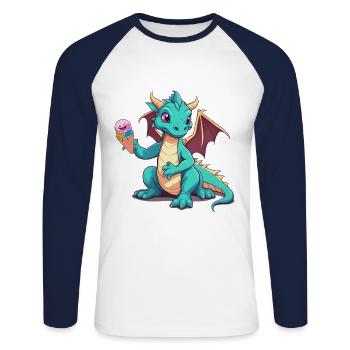 Dragon Dragon Enfant Enfants Glace Bébé - T-shirt baseball manches longues Homme - blanc/marine - Devant - Nik (191cm)