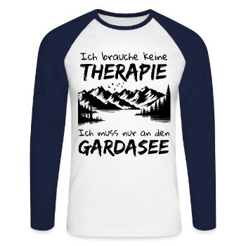 Gardasee Lago Di Garda Italien Urlaub - Unisex Baseballshirt langarm - Weiß/Navy - Vorne - Nik (191cm)