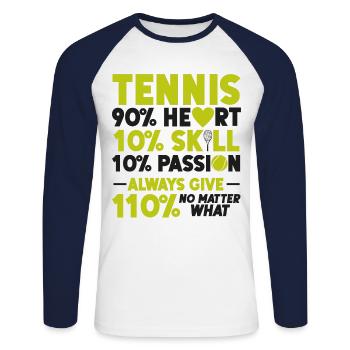 Drôle de joueur de tennis Raquette Tennis - T-shirt baseball manches longues Homme - blanc/marine - Devant - Nik (191cm)