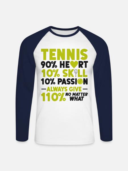 Funny Tennis Player Racket Tennis - Unisex Long Sleeve Baseball T-Shirt - white/navy