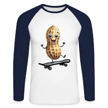 Peanut Peanuts Skater Skate Skateboard Enfants - T-shirt baseball manches longues Homme - blanc/marine - Devant - Nik (191cm)