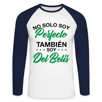 I'm not only perfect I'm also a Betis fan - Unisex Long Sleeve Baseball T-Shirt - white/navy - Front - Nik (191cm)
