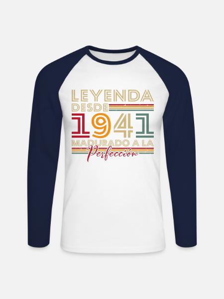 Legend since 1941 Birthday Gift - Unisex Long Sleeve Baseball T-Shirt - white/navy