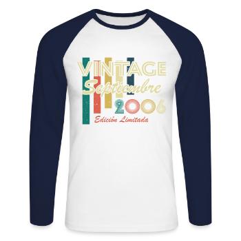 September 2006 Retro Vintage Geburtstagsgeschenk - Unisex Baseballshirt langarm - Weiß/Navy - Vorne - Nik (191cm)