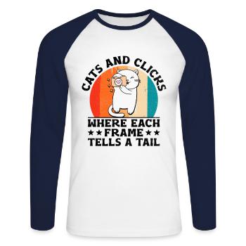 Chat Photographes Chat Amoureux Des Chats Photo - T-shirt baseball manches longues Homme - blanc/marine - Devant - Nik (191cm)