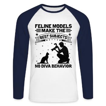 Chat Photographes Chat Amoureux Des Chats Photo - T-shirt baseball manches longues Homme - blanc/marine - Devant - Nik (191cm)