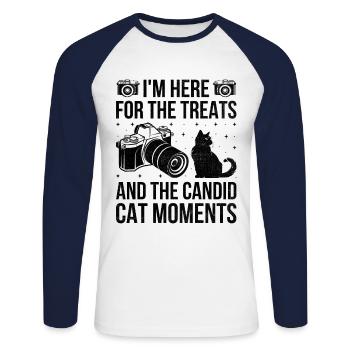 Chat Photographes Chat Amoureux Des Chats Photo - T-shirt baseball manches longues Homme - blanc/marine - Devant - Nik (191cm)