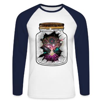 Meditation Tree Nature Mystical Meditate Fantasy - Unisex Long Sleeve Baseball T-Shirt - white/navy - Front - Nik (191cm)