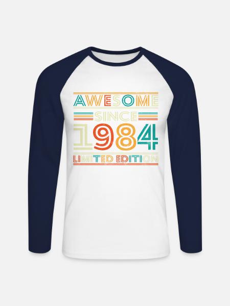 Impressive since 1984 - Unisex Long Sleeve Baseball T-Shirt - white/navy