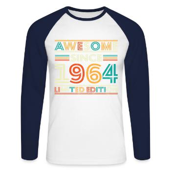 Impressive since 1964 - Unisex Long Sleeve Baseball T-Shirt - white/navy - Front - Nik (191cm)