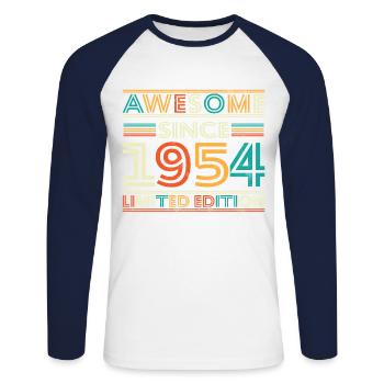 Impressive since 1954 - Unisex Long Sleeve Baseball T-Shirt - white/navy - Front - Nik (191cm)