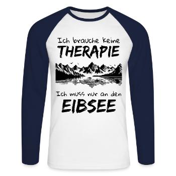 Eibsee Garmisch-Partenkirchen Bayern Urlaub - Unisex Baseballshirt langarm - Weiß/Navy - Vorne - Nik (191cm)