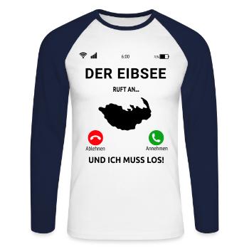 Eibsee Garmisch-Partenkirchen Bayern Urlaub - Unisex Baseballshirt langarm - Weiß/Navy - Vorne - Nik (191cm)