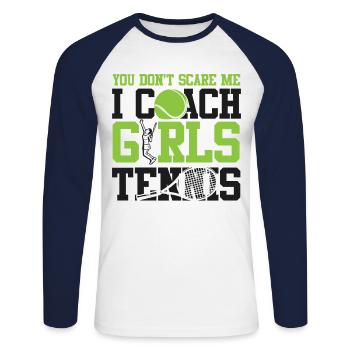 Funny Tennis Player Racket Coach - Unisex Baseballshirt langarm - Weiß/Navy - Vorne - Nik (191cm)