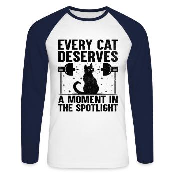 Chat Photographes Chat Amoureux Des Chats Photo - T-shirt baseball manches longues Homme - blanc/marine - Devant - Nik (191cm)