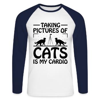 Chat Photographes Chat Amoureux Des Chats Photo - T-shirt baseball manches longues Homme - blanc/marine - Devant - Nik (191cm)