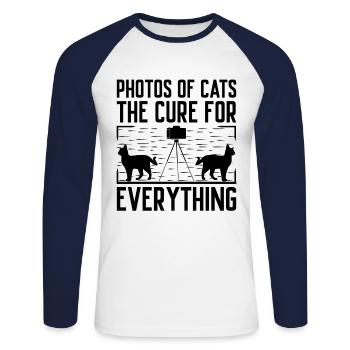 Cat Photographers Cat Lovers Photograpy Cats Photo - Unisex Long Sleeve Baseball T-Shirt - white/navy - Front - Nik (191cm)