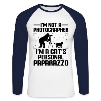 Chat Photographes Chat Amoureux Des Chats Photo - T-shirt baseball manches longues Homme - blanc/marine - Devant - Nik (191cm)