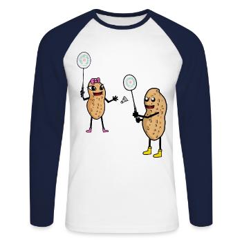 Peanut Tennis Player Peanuts Nut Nuts - Unisex Long Sleeve Baseball T-Shirt - white/navy - Front - Nik (191cm)
