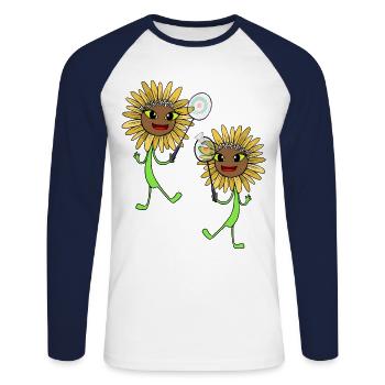 Sunflowers Tennis Flowers Tennis Game Flower - Unisex Long Sleeve Baseball T-Shirt - white/navy - Front - Nik (191cm)