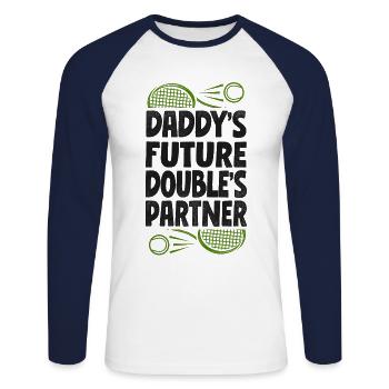 Funny Tennis Player Racket Daddy's - Unisex Baseballshirt langarm - Weiß/Navy - Vorne - Nik (191cm)