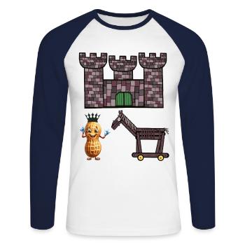 Cacahuète Château médiéval Roi Cheval Château Enfant - T-shirt baseball manches longues Homme - blanc/marine - Devant - Nik (191cm)