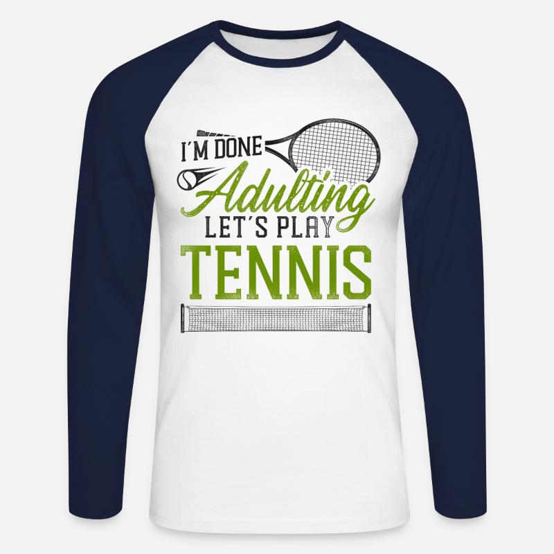 Funny Tennis Player Racket I'm - Unisex Baseballshirt langarm - Weiß/Navy
