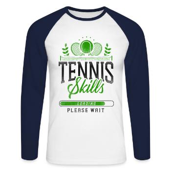 Drôle de joueur de tennis Raquette Tennis - T-shirt baseball manches longues Homme - blanc/marine - Devant - Nik (191cm)
