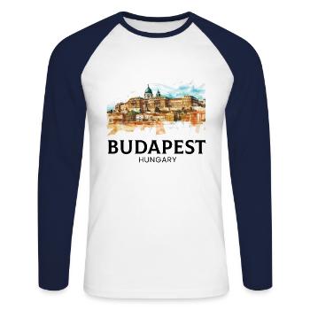 budapest Magyarorszag , Hungary - Unisex Baseballshirt langarm - Weiß/Navy - Vorne - Nik (191cm)
