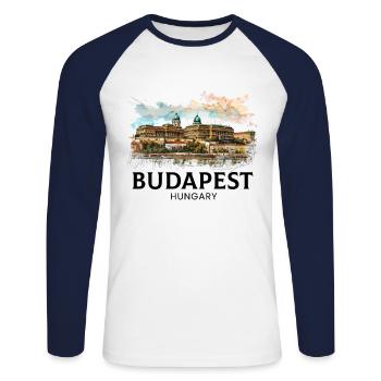 budapest Magyarorszag , Hungary - Unisex Baseballshirt langarm - Weiß/Navy - Vorne - Nik (191cm)