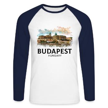 budapest Magyarorszag , Hungary - Unisex Baseballshirt langarm - Weiß/Navy - Vorne - Nik (191cm)