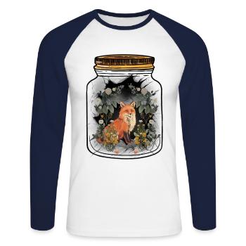 Fox Foxes Nature Nature Lover Children Child - Unisex Long Sleeve Baseball T-Shirt - white/navy - Front - Nik (191cm)