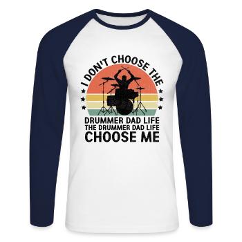 Der Schlagzeuger Papa Leben Choose Me Schlagtrommel - Unisex Baseballshirt langarm - Weiß/Navy - Vorne - Nik (191cm)